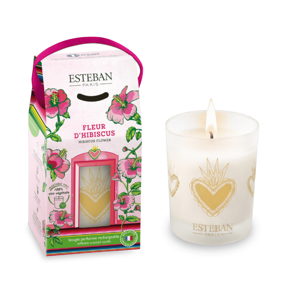 Candela profumata - Fiore di ibisco - ricaricabile - 180 g