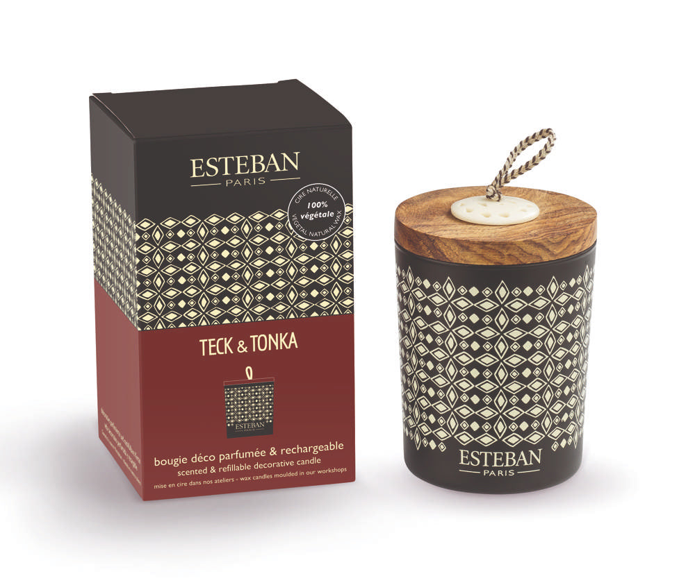 Candela decorativa profumata - Teck & Tonka - ricaricabile - 180 g