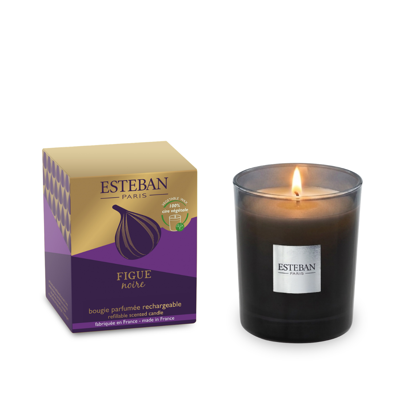 Candela profumata Initial - Figue Noire - ricaricabile - 180 g