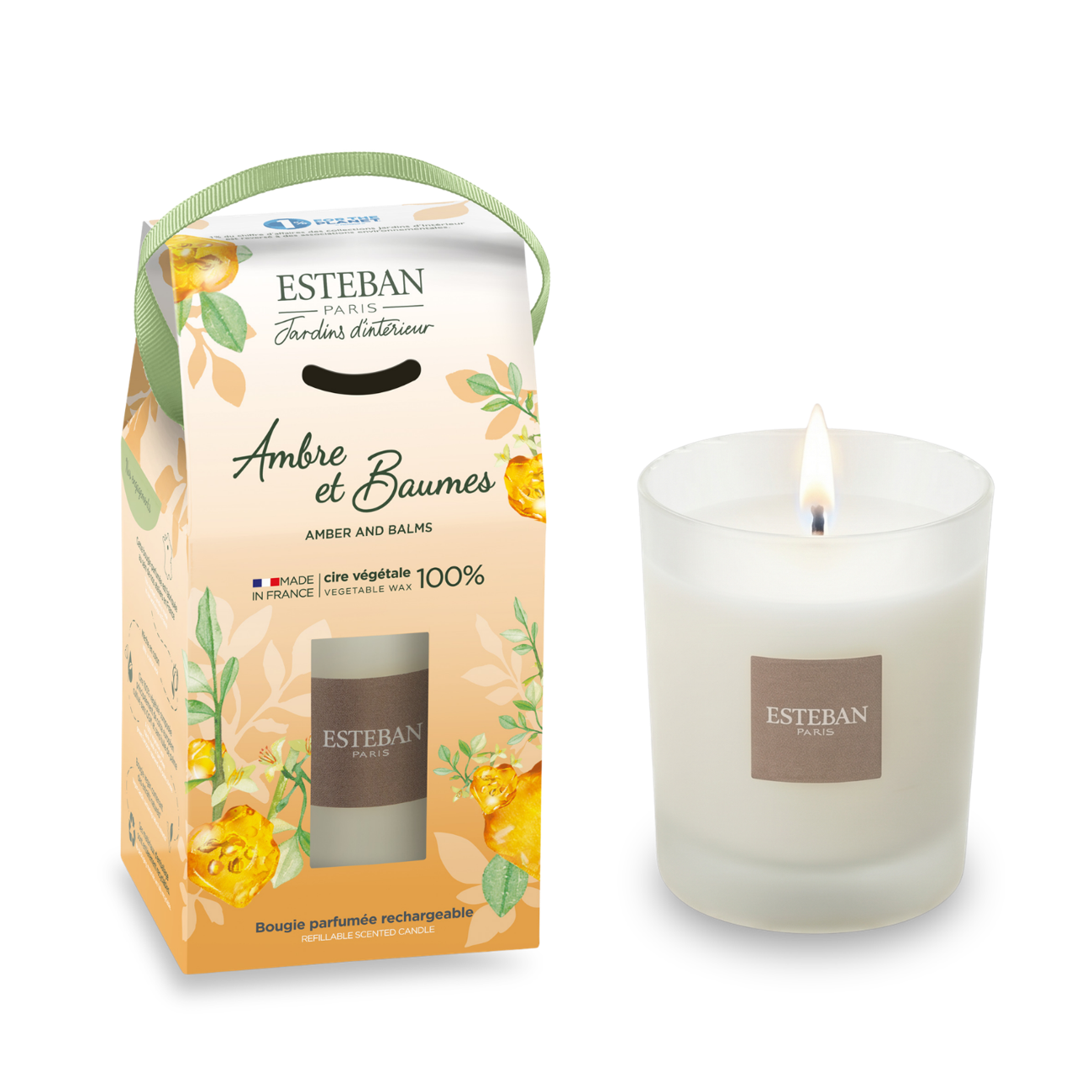 Candela profumata Initial - Ambra e balsami - ricaricabile - 180 g
