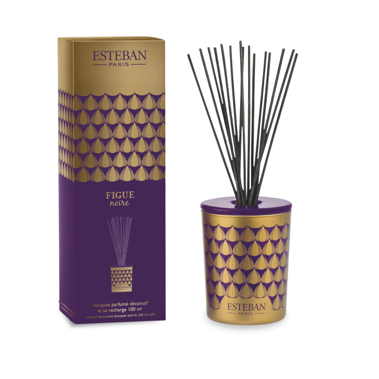 Bouquet decorativo profumato - Figue Noire - ricaricabile - 100 ml